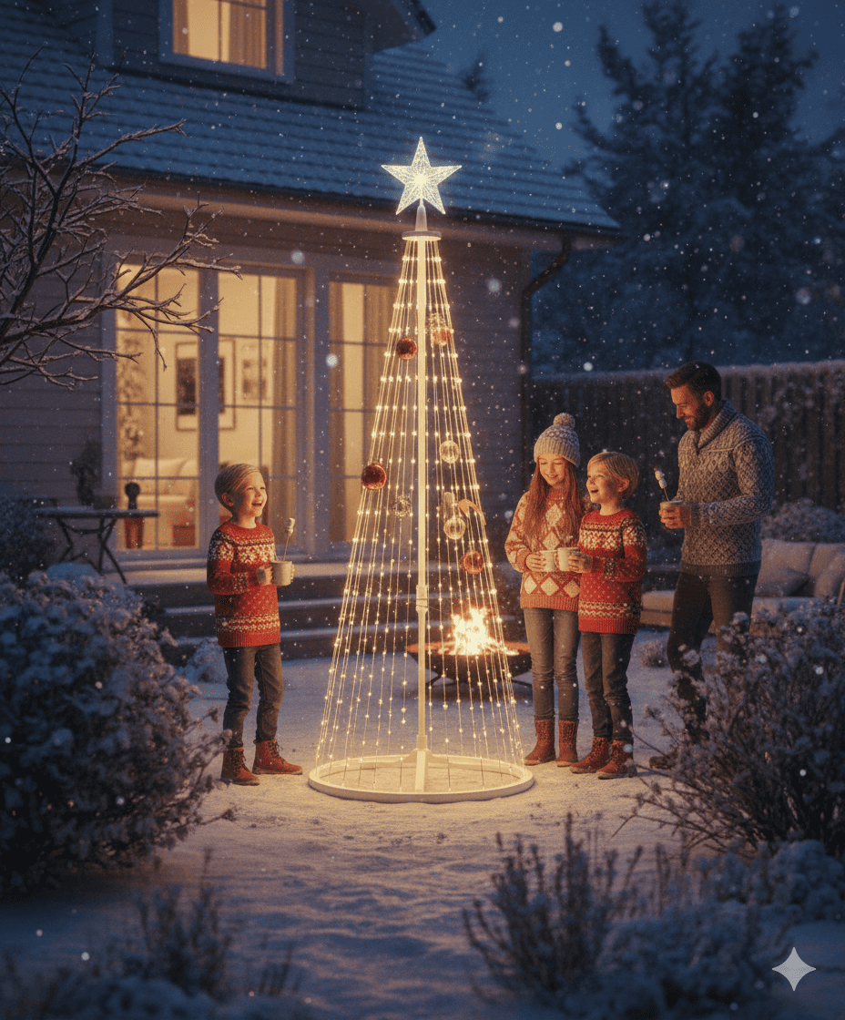 Árbol Navidad 1.80 mts a Tiras, Plegable y Luz Led.