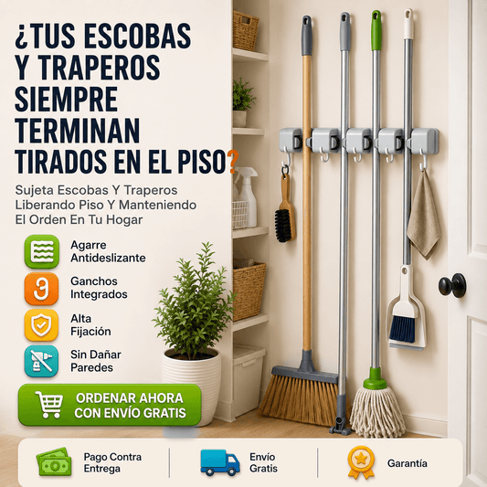 ORGANIZADOR DE UTENSILIOS DE ASEO! Solución Práctica Para Tus Escobas Y Traperos