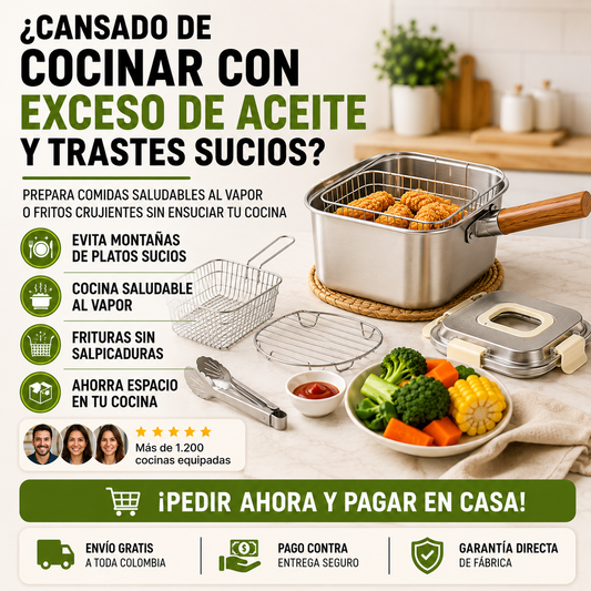 OLLA MULTIFUNCIONAL 5 EN 1. Cocina, Fríe Y Cocina Al Vapor Sin Llenar Tu Cocina De Trastes!