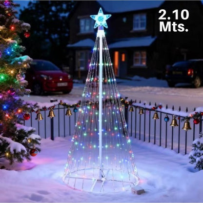 Árbol Navidad 2.10 mts a Tiras, Plegable y Luz Led.