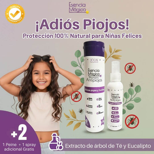 Esencia Mágica, kit Shampoo + Peine + 2 repelentes de prevención.