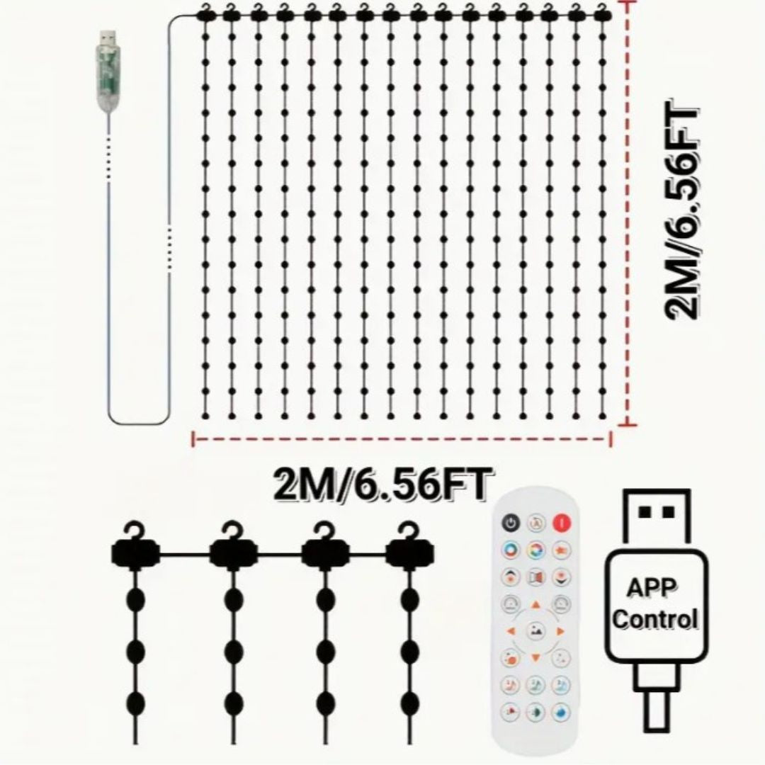Cortina Led Smart 2Mts x 2Mts. Crea, cambia y deslumbra con cada luz.