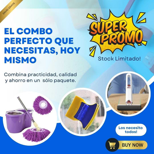 Combo Limpieza 5 en 1! Pisos, vidrios y cocina impecables en minutos.