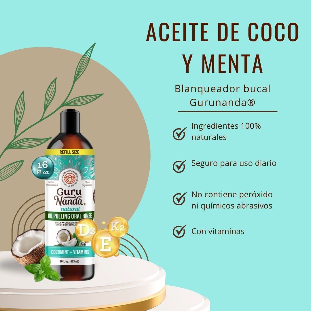 Blanqueador bucal natural Gurunanda® adiós manchas, hola sonrisa!  