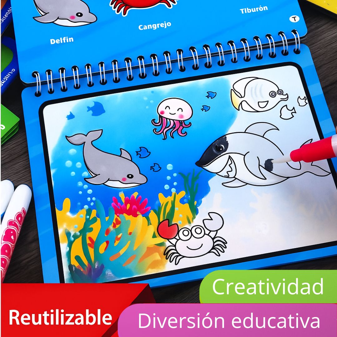 Diversión sin pantallas con libro mágico de agua x4