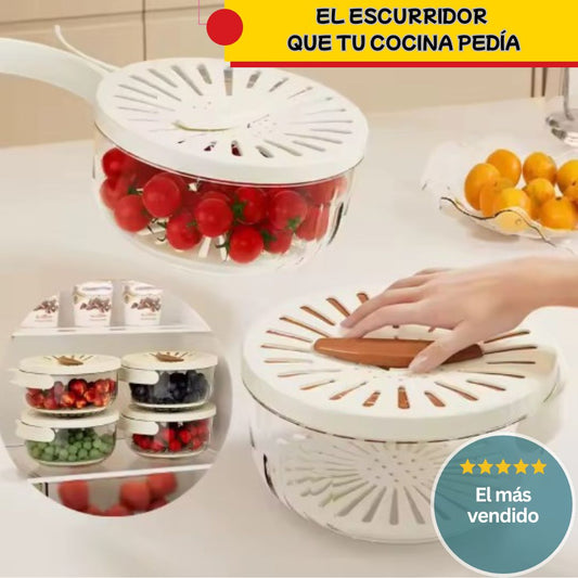 Gira, drena y ahorra espacio con el Cuenco Escurridor M2408®