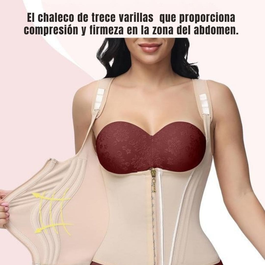 Faja Chaleco Reloj Arena - 13 varillas, control de abdomen, moldeador y postura más firme!