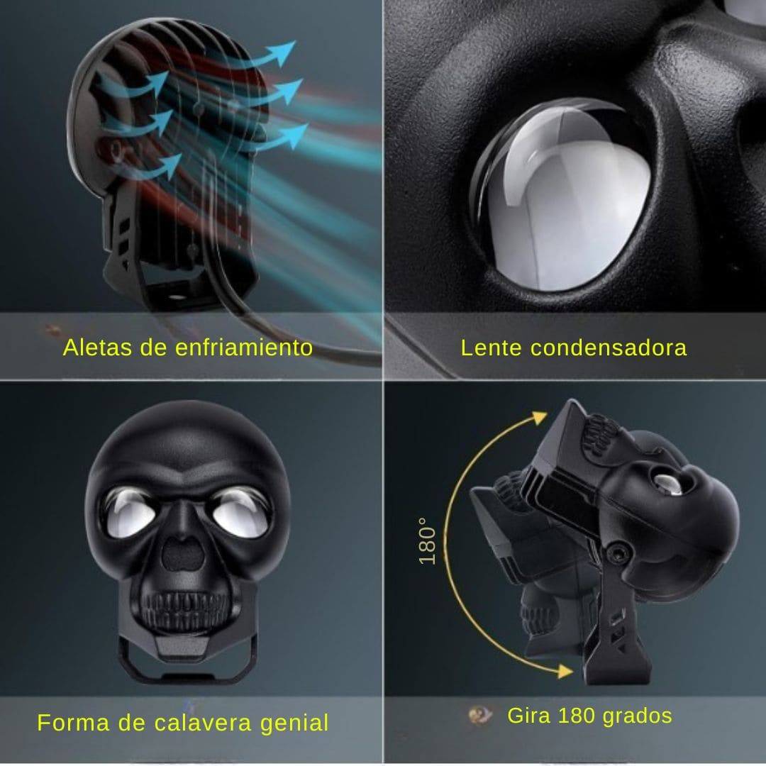 Exploradoras LED x2 Calavera: Visibilidad y Estilo en Cada Ruta.